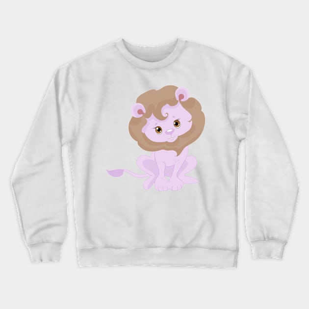 Cute Purple Baby Lion Crewneck Sweatshirt by Animal Specials